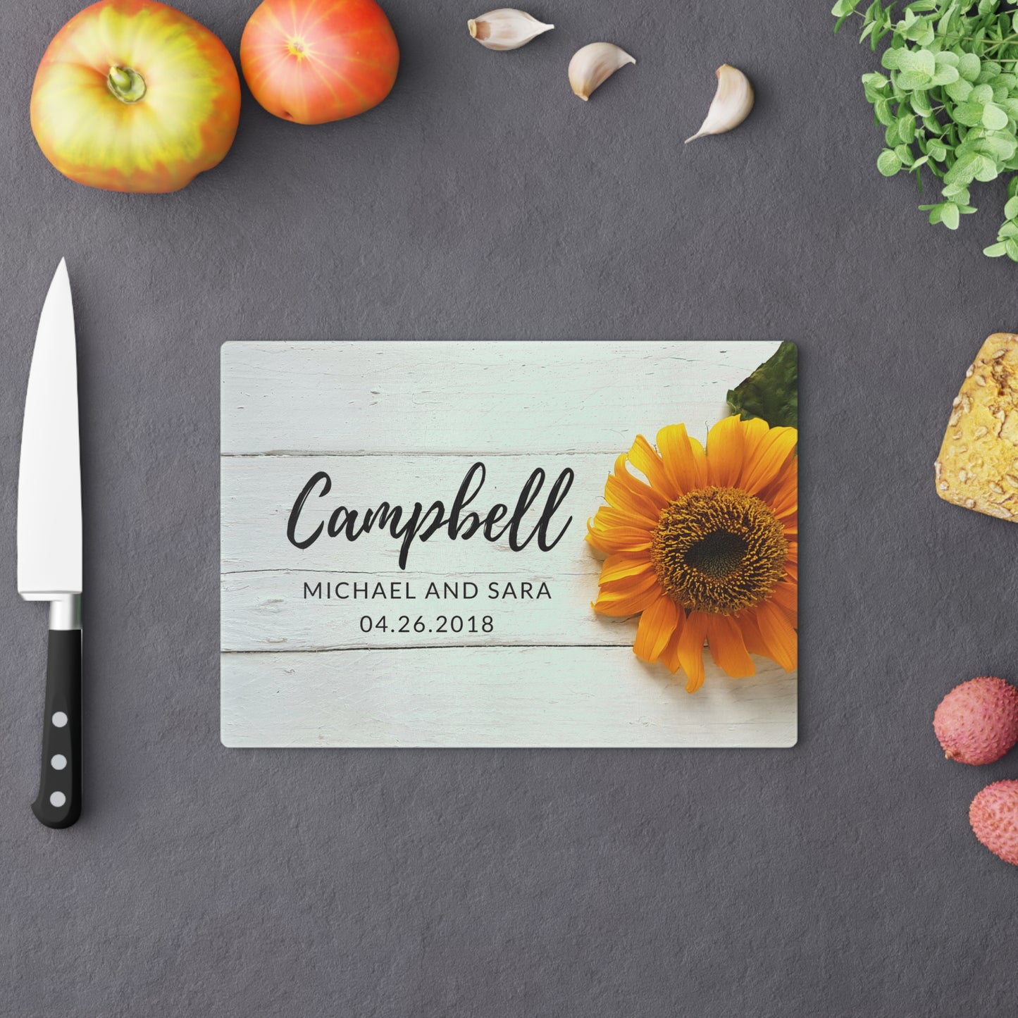 Personalized Sunflower Cutting Board