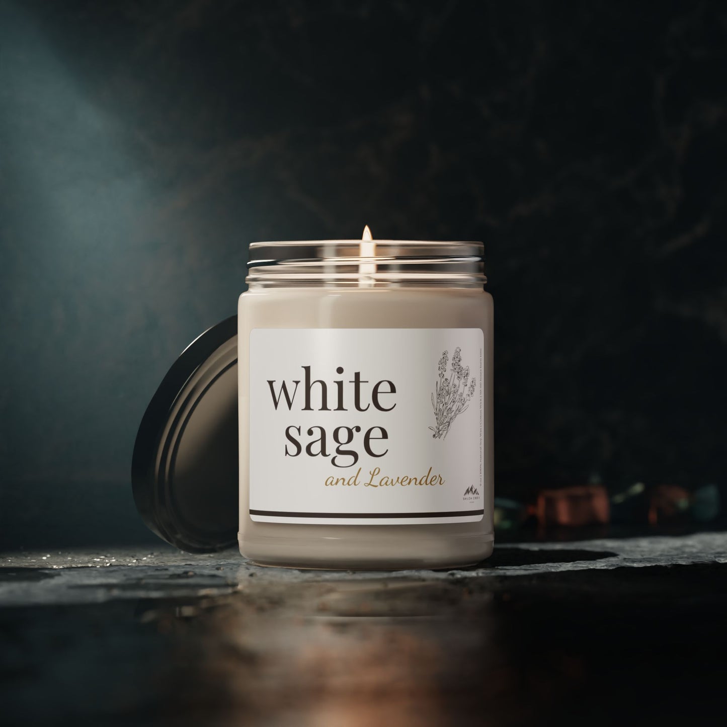 White Sage and Lavender Candle, 9 oz Soy Wax Candle