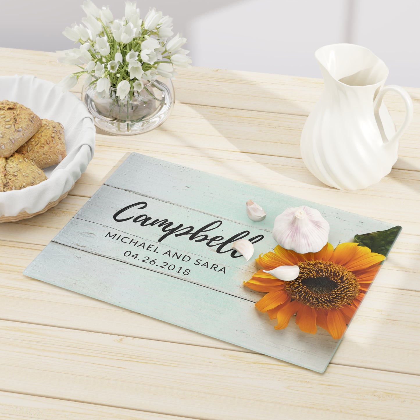 Personalized Sunflower Cutting Board