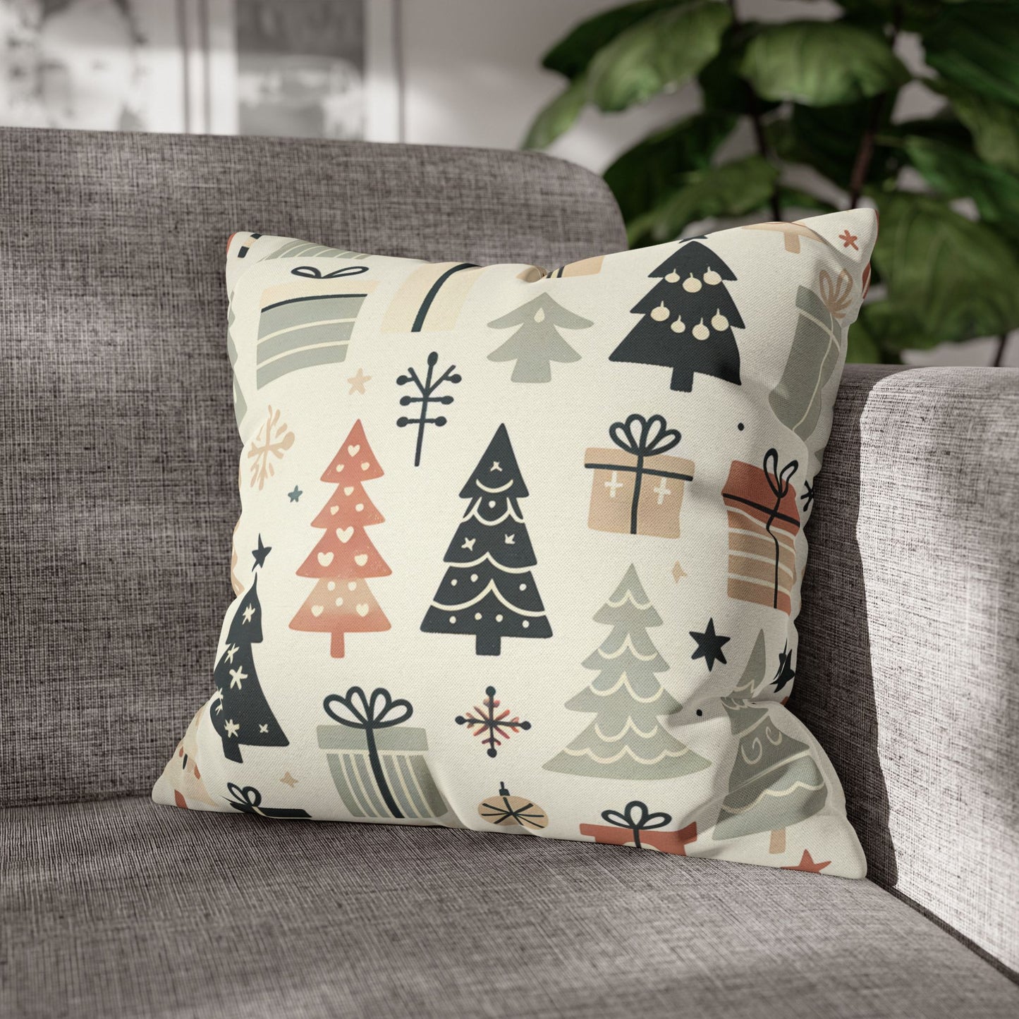 Christmas Tree Pattern Square Pillow Cover