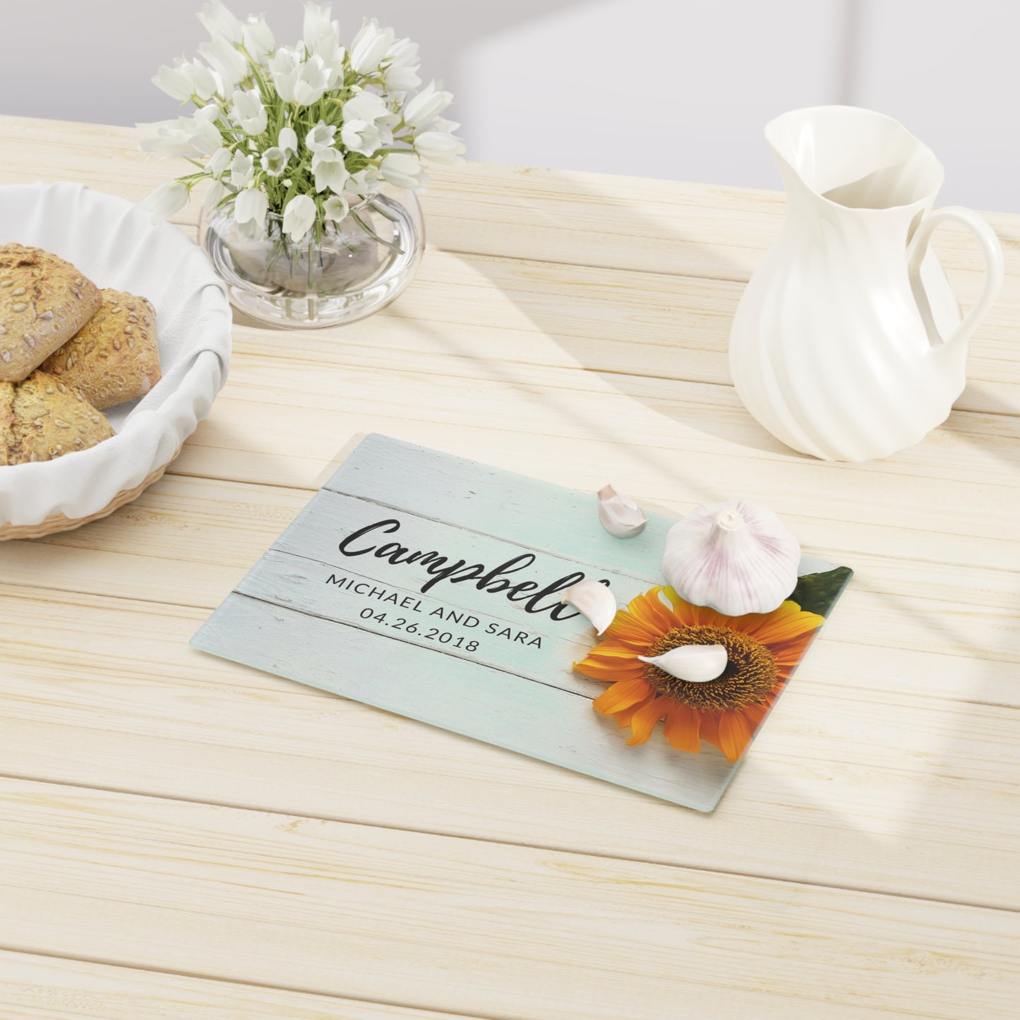 Personalized Sunflower Cutting Board