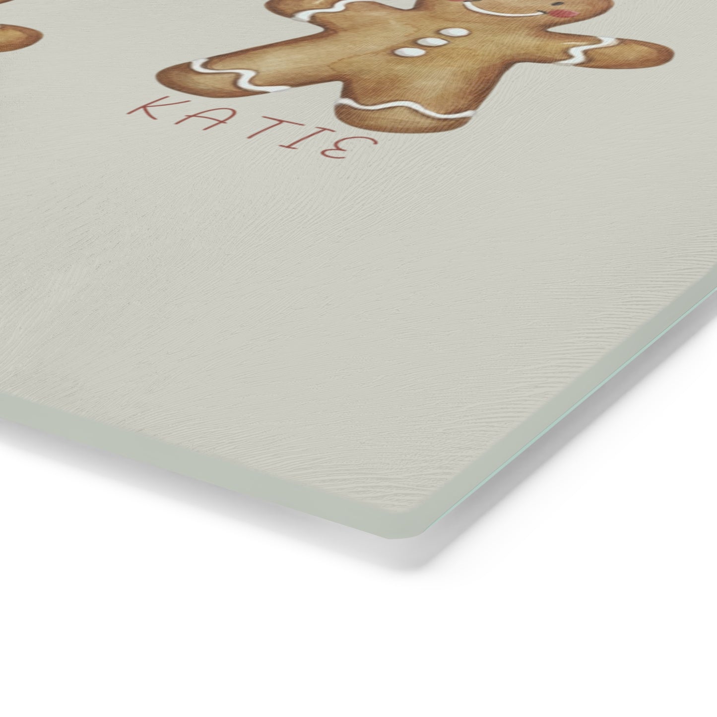 Personalized Gingerbread Christmas Glass Cutting Board