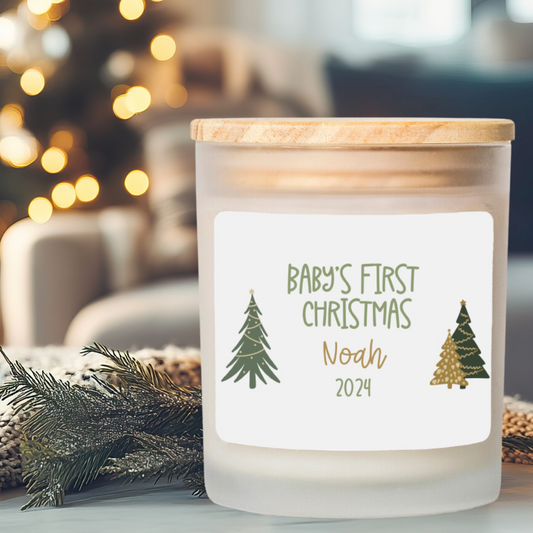 Baby's First Christmas, Frosted Glass Candle, 11oz