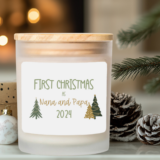 First Christmas as a New Grandparent, Frosted Glass Candle, 11oz