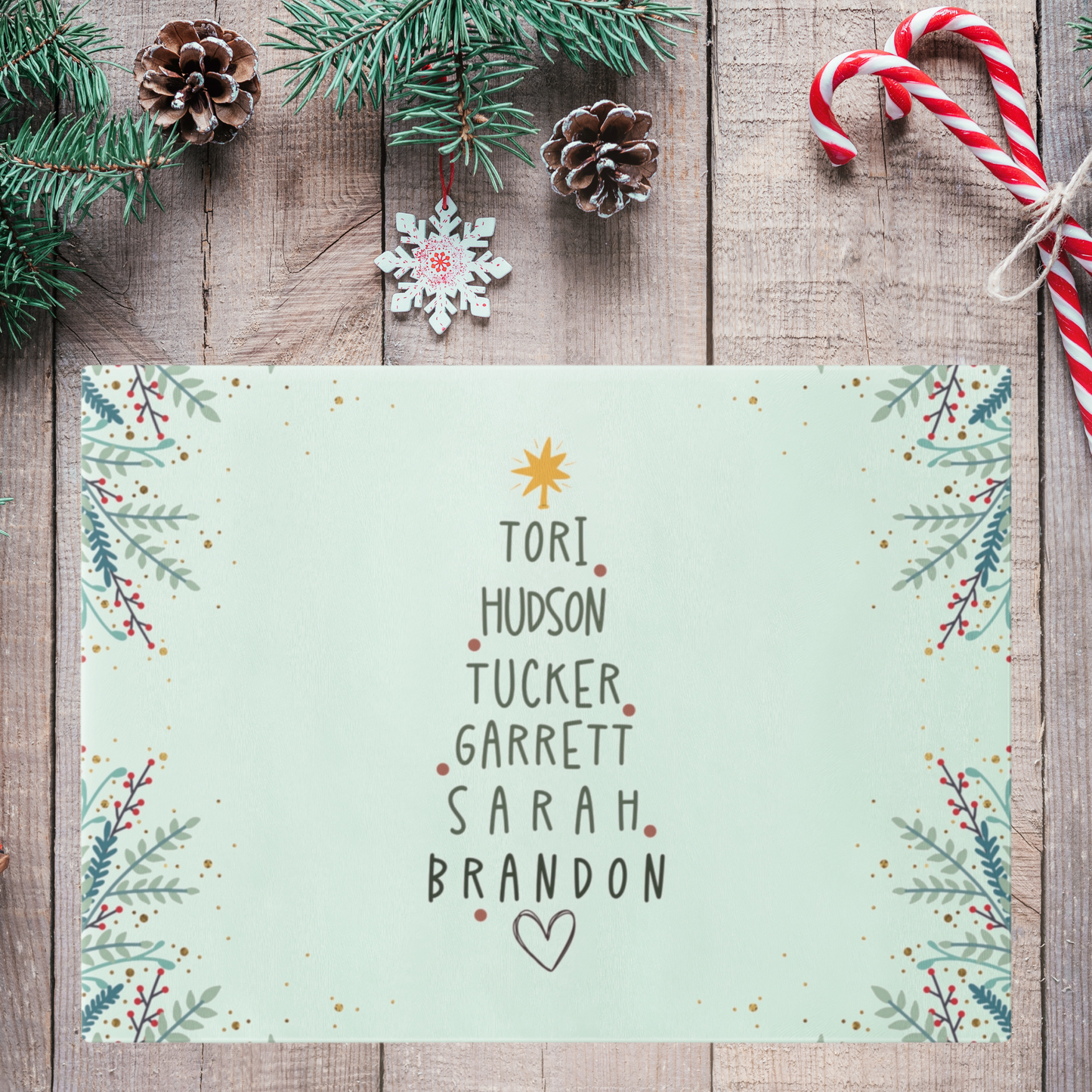 Personalized Christmas Tree Glass Cutting Board