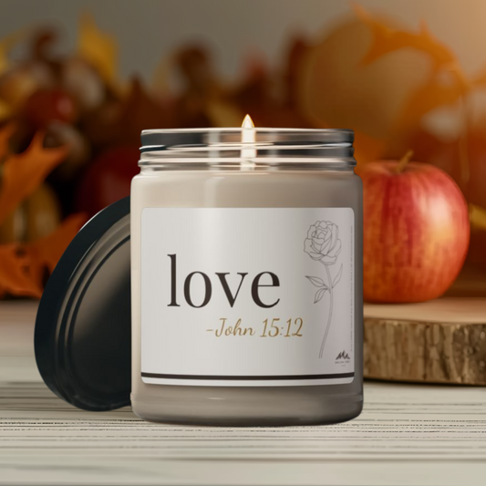 Love Candle - John 15:12, 9 oz Soy Wax Candle