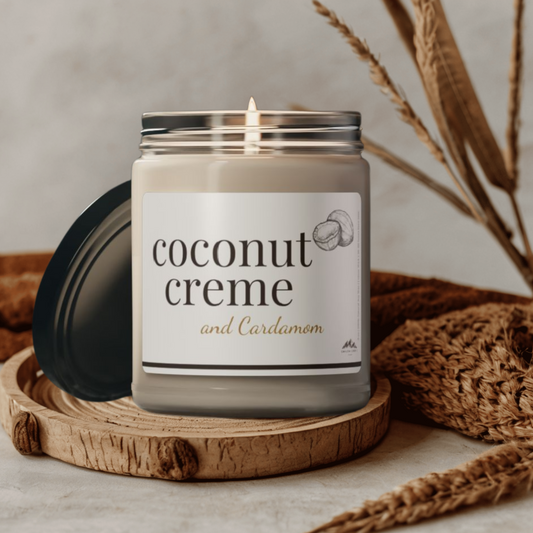 Coconut Creme and Cardamom Candle, 9 oz Soy Wax Candle