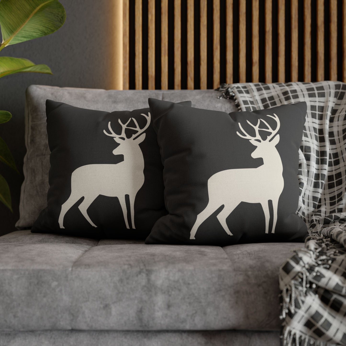 Deer Themed Square Pillow Cover