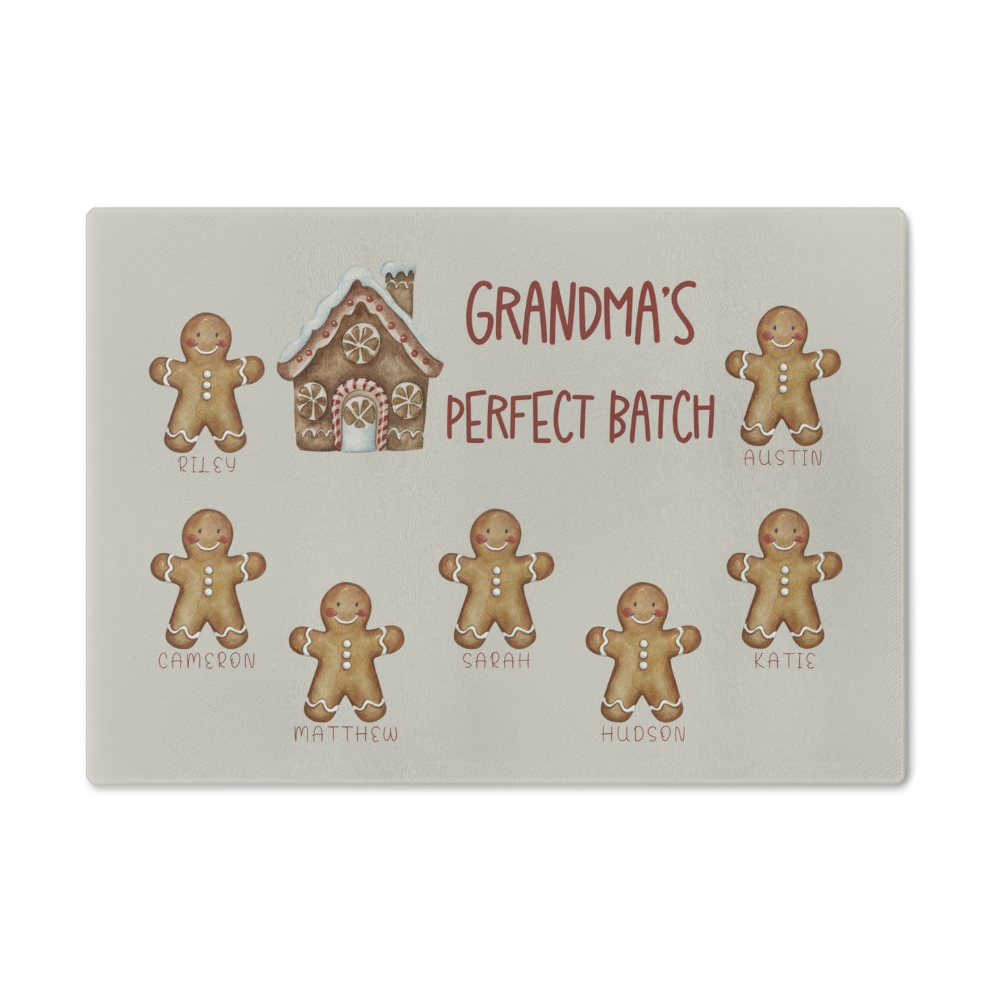 Personalized Gingerbread Christmas Glass Cutting Board