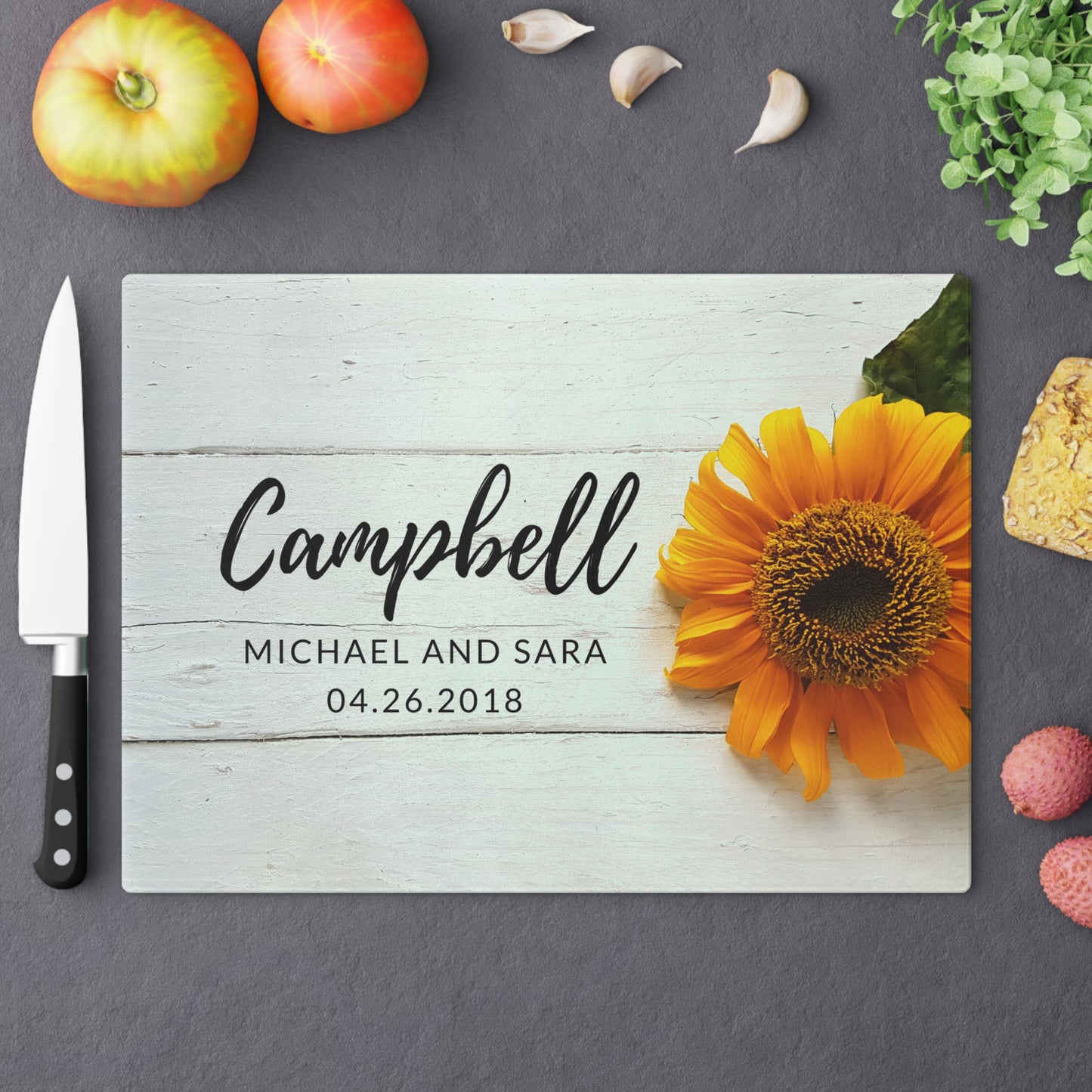 Personalized Sunflower Cutting Board