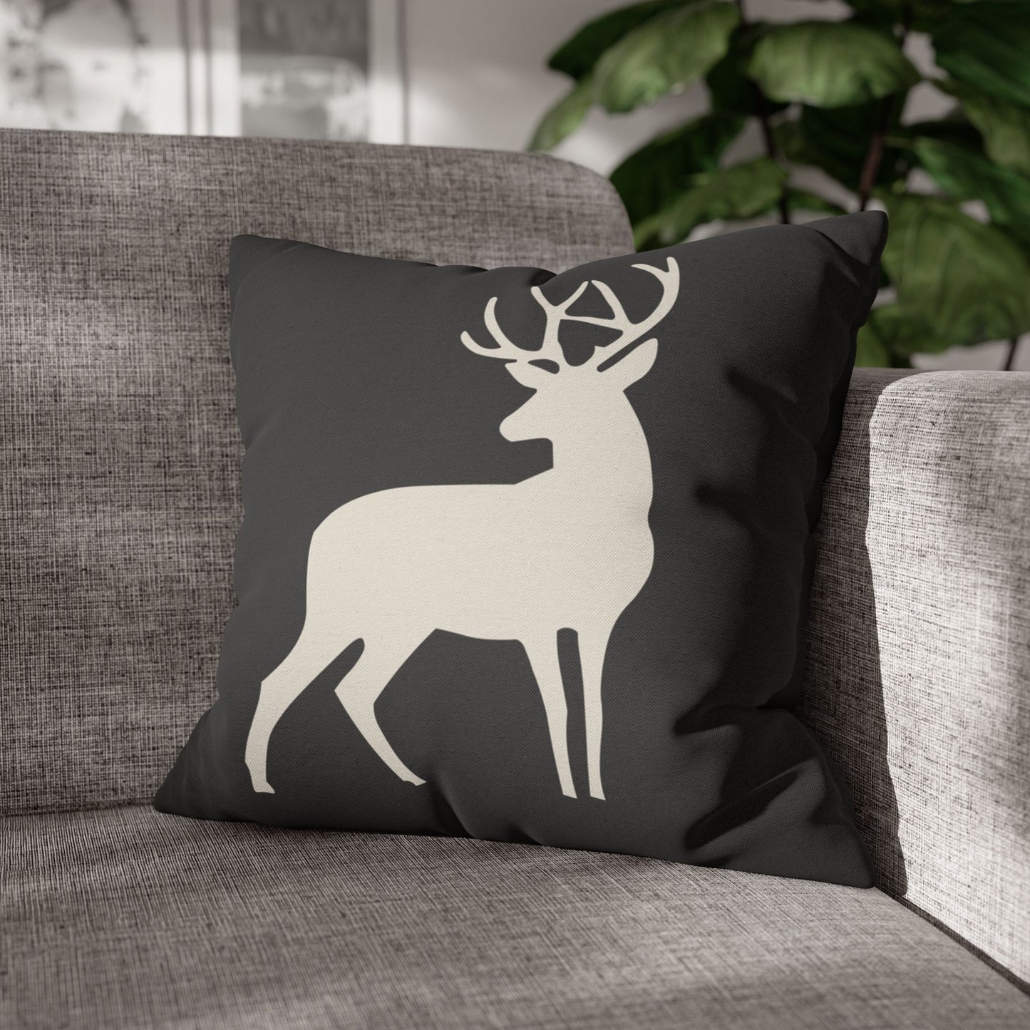 Deer Themed Square Pillow Cover