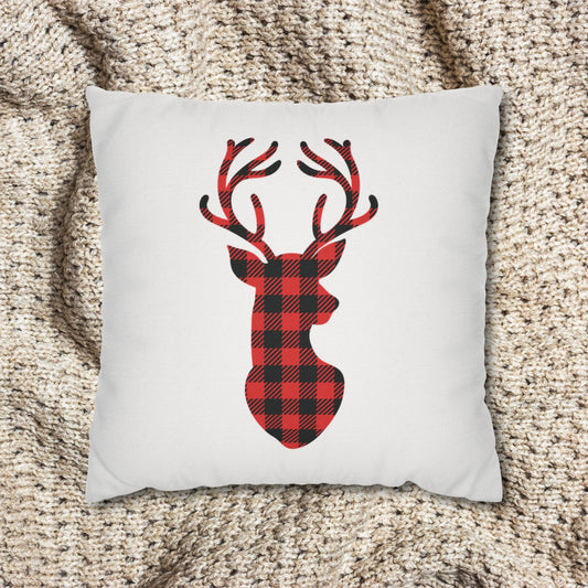 Buffalo Plaid Deer Square Pillow Cover