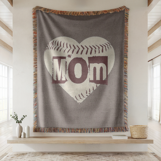 Baseball Mom Woven Blanket - Cozy Gift for Sports Lovers