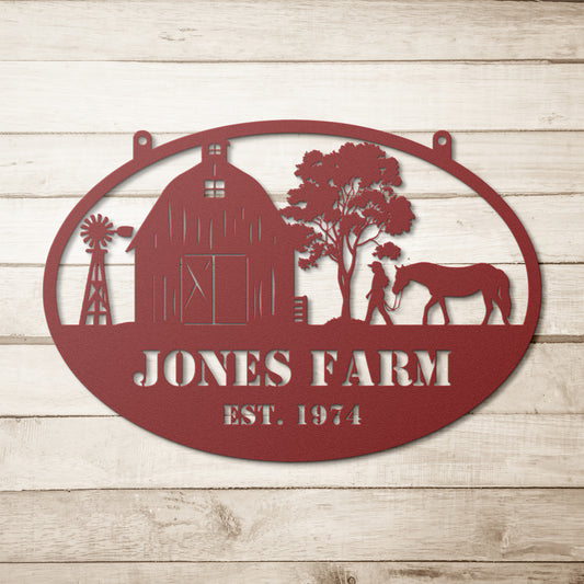 Customized Farm Scene Metal Sign