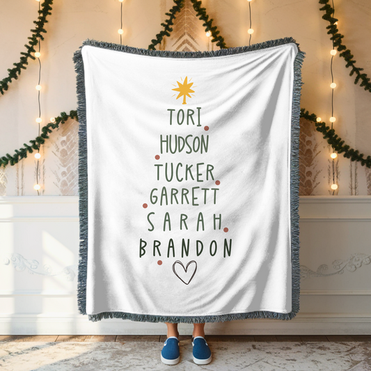 Personalized Christmas Tree Woven Christmas Blanket