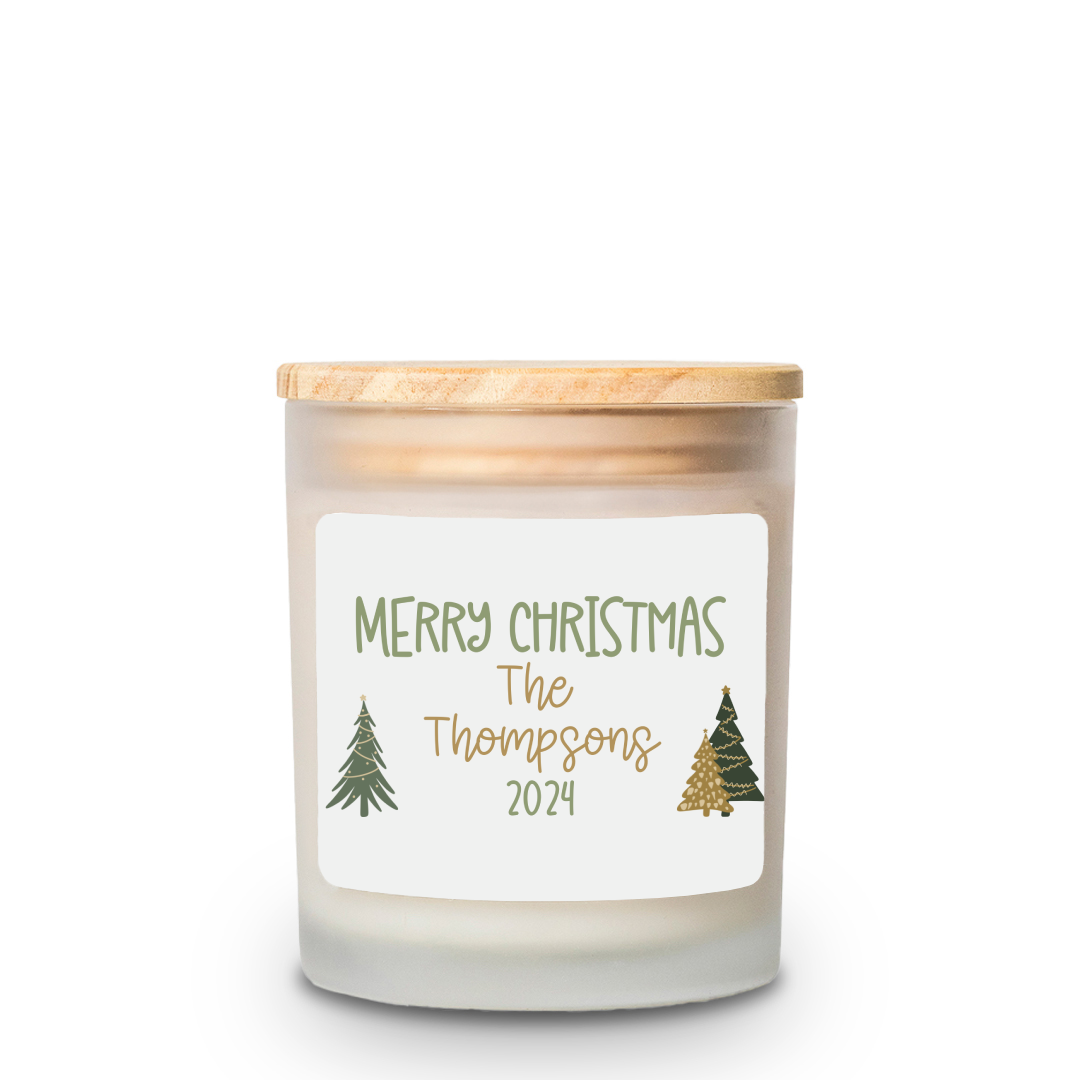 Family Christmas, Frosted Glass Candle, 11oz